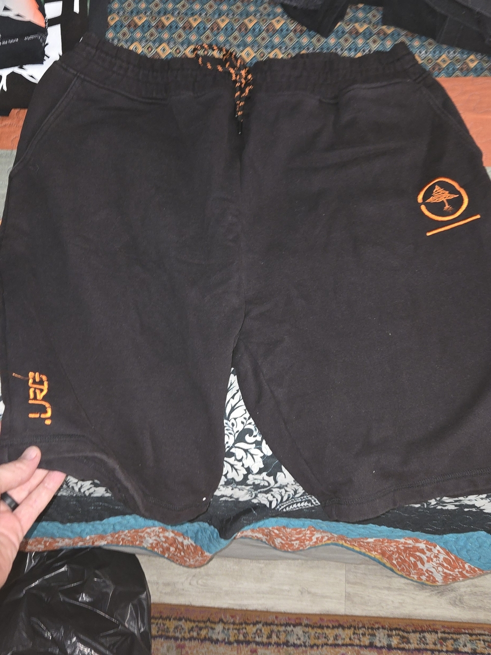 Lrg Black Athletic Shorts with Orange Logo